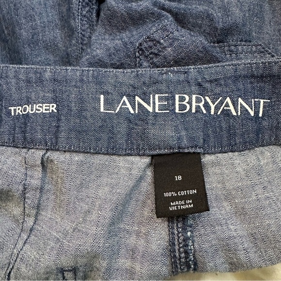 Lane Bryant Women's 100% Cotton Chambray Wide Leg Trouser Pants, Size 18 - Picture 9 of 11